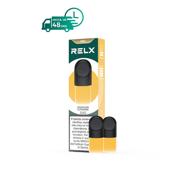 RELX-ITALY 18mg/ml / Hawaiian Sunshine RELX Pod Pro - Scopri più di 17 gusti preferiti da 18 mg. a 0,0 mg di nicotina.
