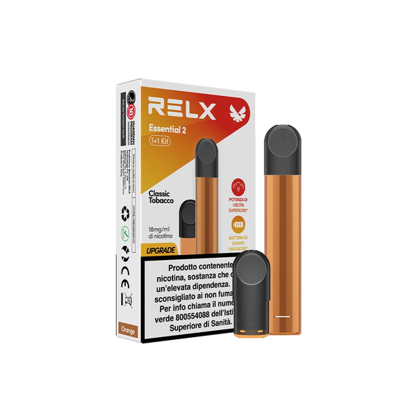 RELX Italy Dispositivo Arancione + Pod Classic Tobacco RELX Essential 2 Starter kit: Sigaretta elettronica e Pod Pro
