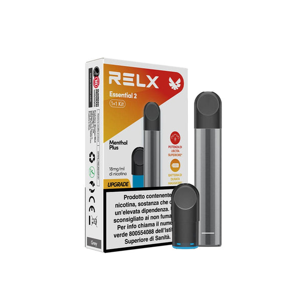 RELX Italy Dispositivo Grigio + Pod Menthol Plus RELX Essential 2 Starter kit: Sigaretta elettronica e Pod Pro
